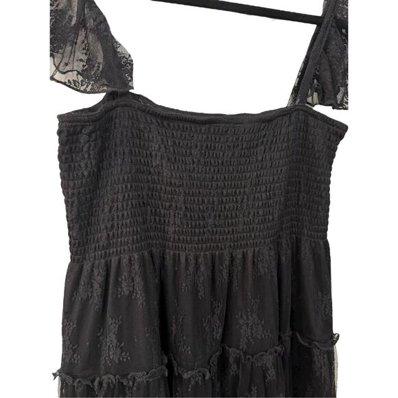 Lapis Women’s Large Smocked Midi Dress Black Lace Elegant Whimsigoth Witchy - Picture 3 of 7